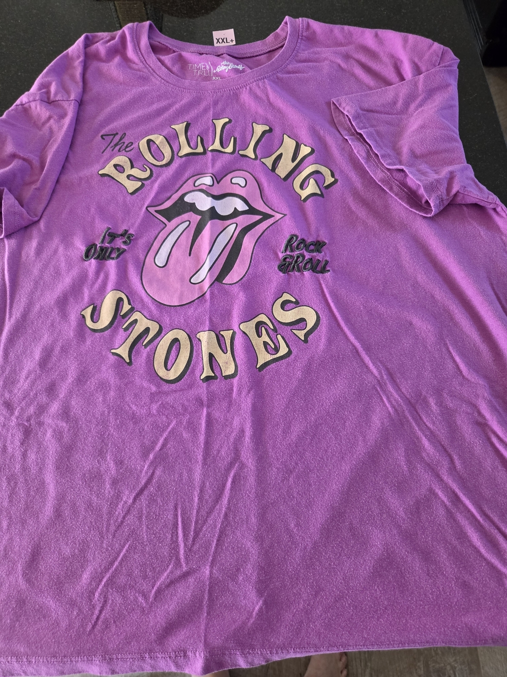 The Rolling Stones Women's Purple Graphic Tee with Tongue Logo